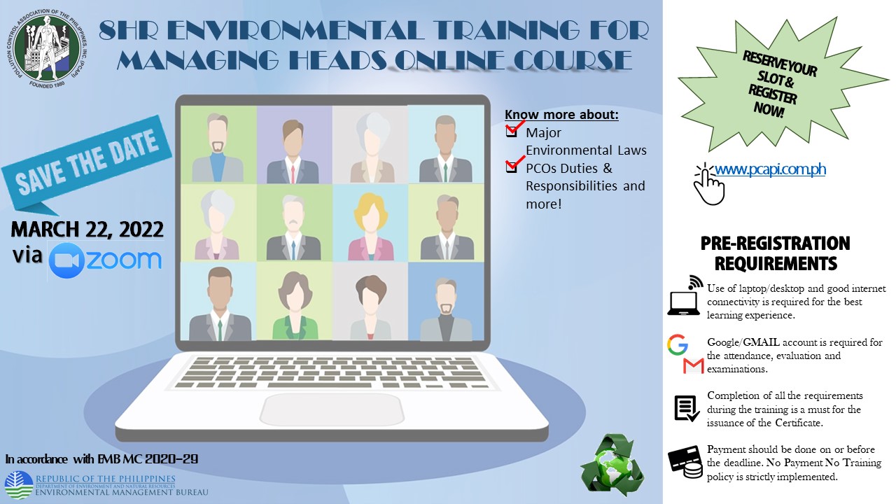 8 HOURS ENVIRONMENTAL MANAGING HEADS ONLINE TRAINING COURSE ( MARCH 2022)