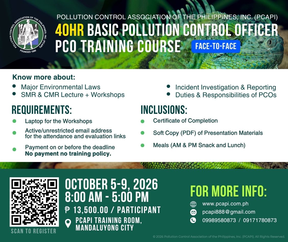 40 HOURS BASIC POLLUTION CONTROL OFFICERS TRAINING COURSE (OCROBER 5-9, 2026)