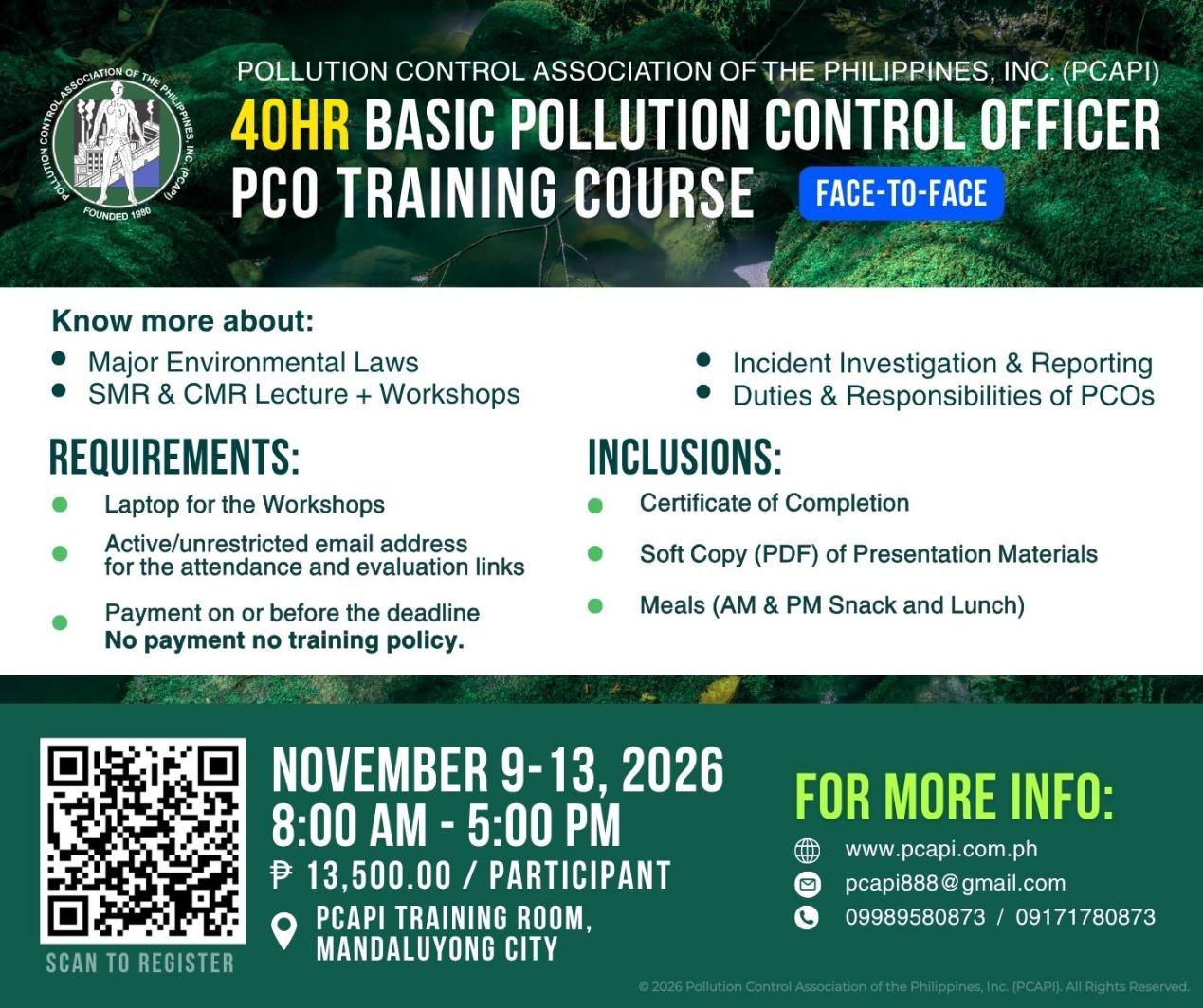 40 HOURS BASIC POLLUTION CONTROL OFFICERS TRAINING COURSE (NOVEMBER 9-13, 2026)