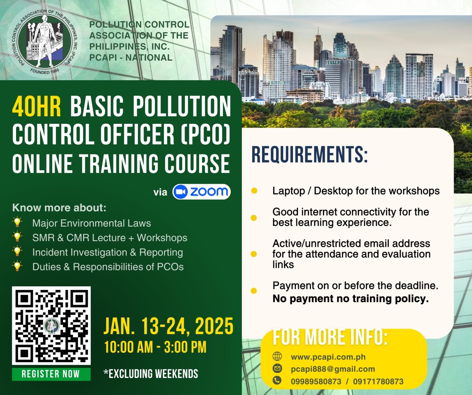 40 HOURS BASIC POLLUTION CONTROL OFFICERS ONLINE TRAINING COURSE (JANUARY 2025)