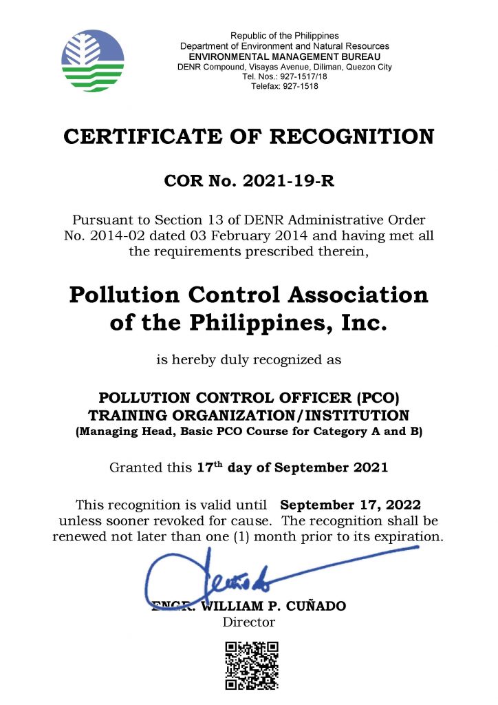 PCAPI DENR Certificate of Recognition 2021