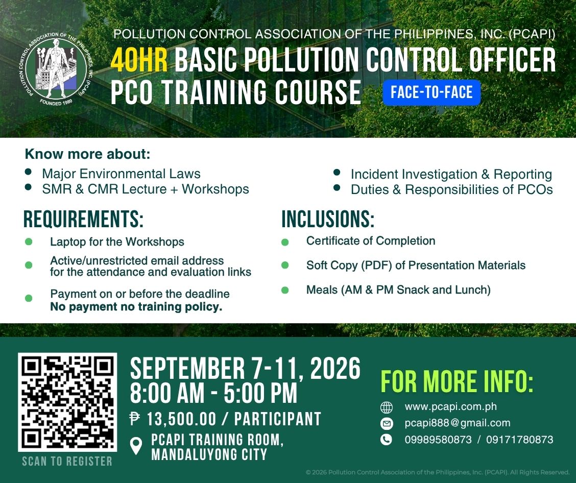 40 HOURS BASIC POLLUTION CONTROL OFFICERS TRAINING COURSE (SEPTEMBER 7-11, 2026)